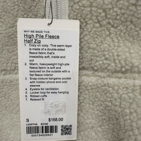 Lululemon Men’s Fleece $168 High Pile HalfZip Pullover Bone - Picture 7 of 9